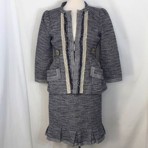 Nanette Lepore Tweed blue and white skirt suit size 2 and 4